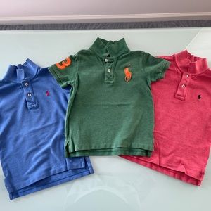 3 Ralph Lauren polo boys size 4t short sleeve polo tops.